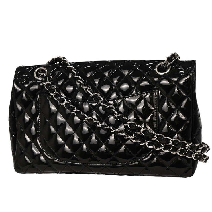 Chanel Black Patent Leather Secret Label Single Flap Shoulder Bag 196064