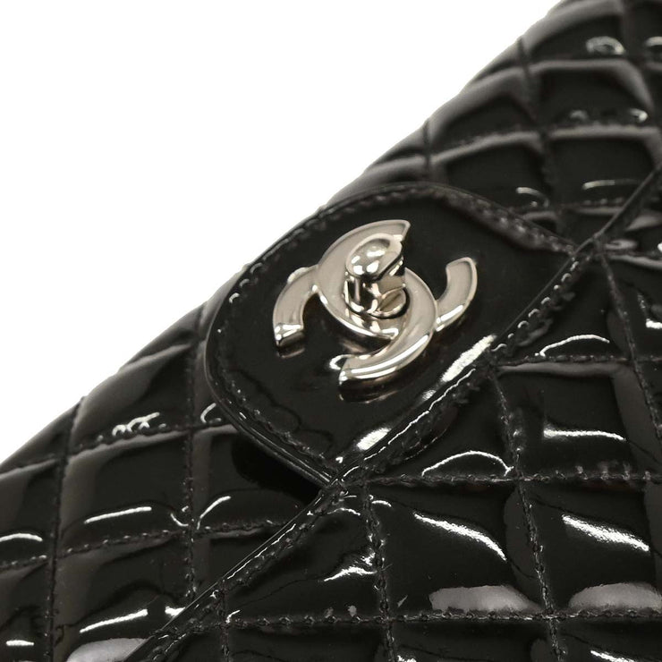 Chanel Black Patent Leather Secret Label Single Flap Shoulder Bag 196064