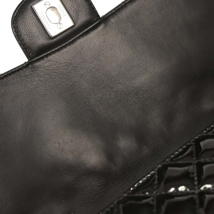 Chanel Black Patent Leather Secret Label Single Flap Shoulder Bag 196064