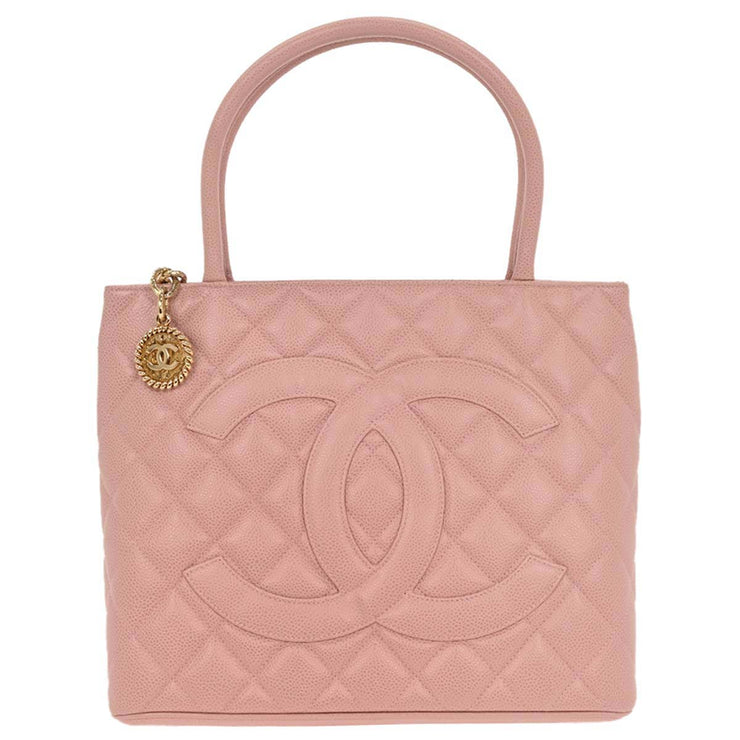 Chanel Pink Calfskin Medallion Tote Handbag 196069