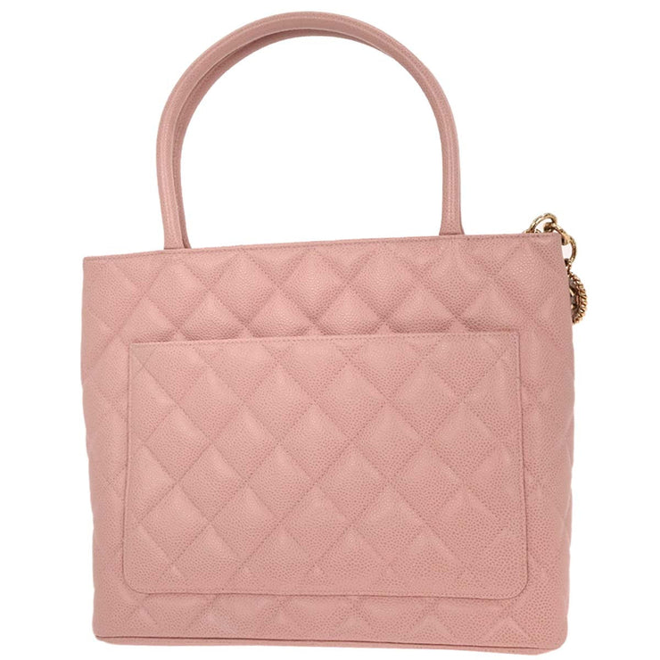 Chanel Pink Calfskin Medallion Tote Handbag 196069