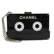 Chanel Black Acrylic Cassette Tape Clutch Bag 04P 196074