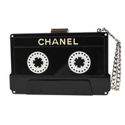 Chanel Black Acrylic Cassette Tape Clutch Bag 04P 196074
