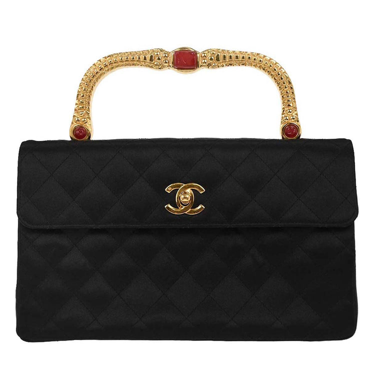 Chanel Black Satin Handbag 196078