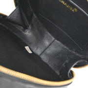 Chanel Black Patent Leather Round Vanity Handbag 196079