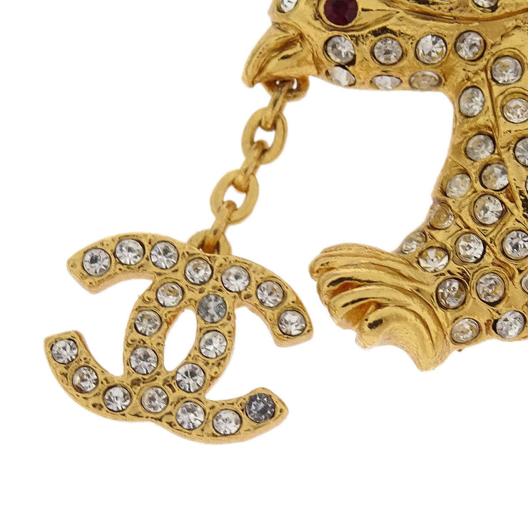 Chanel Eagle Brooch Pin Gold Rhinestone 01P 196085