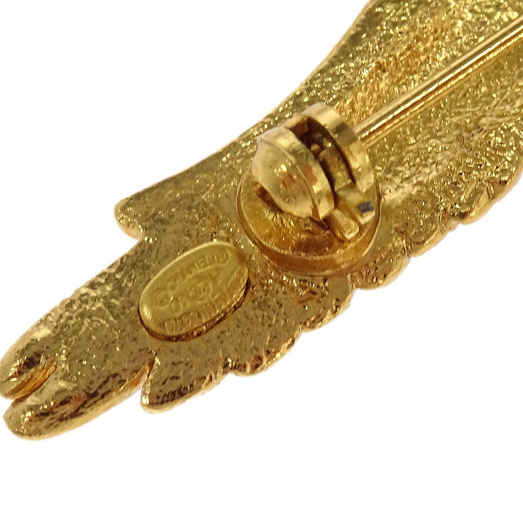 Chanel Eagle Brooch Pin Gold Rhinestone 01P 196085