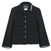 Chanel Single Breasted Jacket Black 95A #38 196086