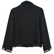 Chanel Single Breasted Jacket Black 95A #38 196086