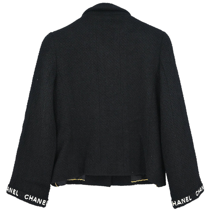 Chanel Single Breasted Jacket Black 95A #38 196086
