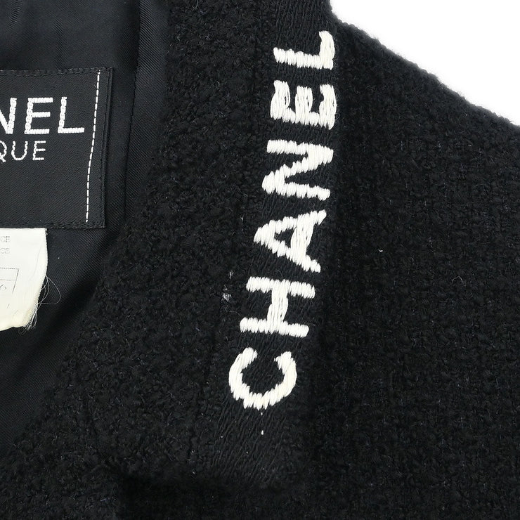 Chanel Single Breasted Jacket Black 95A #38 196086