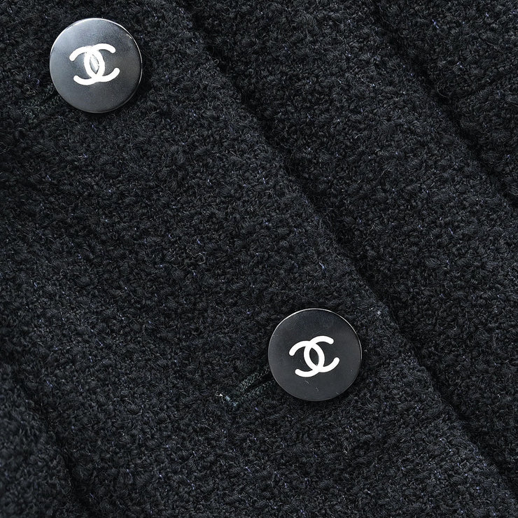 Chanel Single Breasted Jacket Black 95A #38 196086