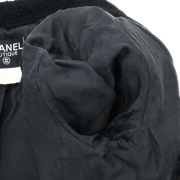 Chanel Single Breasted Jacket Black 95A #38 196086