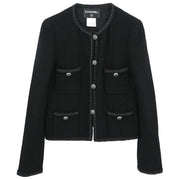 Chanel Single Breasted Jacket Black 08A #38 196087