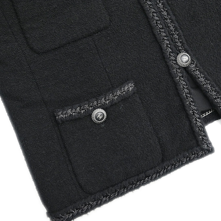 Chanel Single Breasted Jacket Black 08A #38 196087