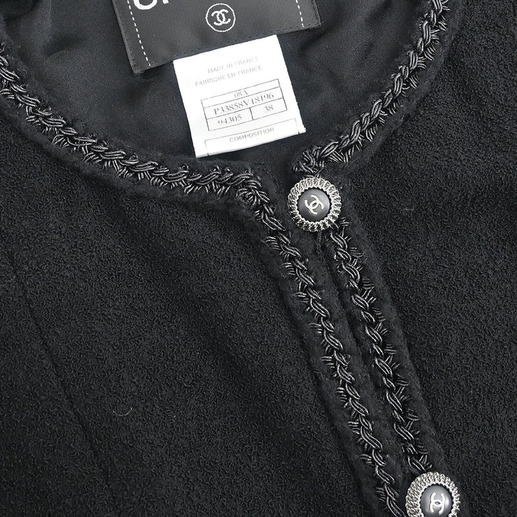 Chanel Single Breasted Jacket Black 08A #38 196087