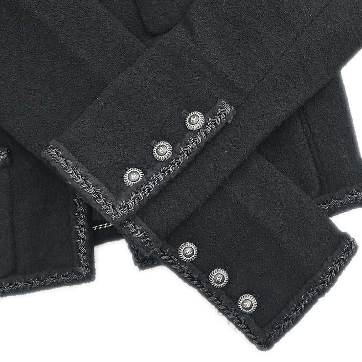 Chanel Single Breasted Jacket Black 08A #38 196087