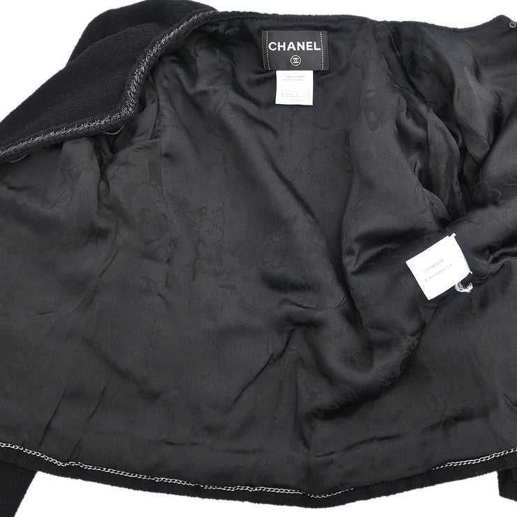 Chanel Single Breasted Jacket Black 08A #38 196087