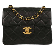 Chanel Black Lambskin Mini Classic Square Flap Shoulder Bag 17 196090