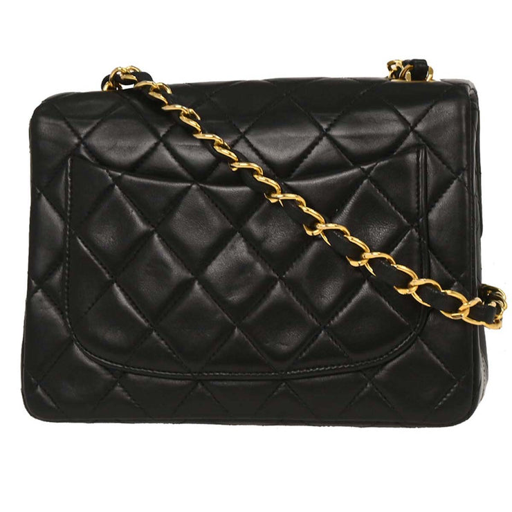 Chanel Black Lambskin Mini Classic Square Flap Shoulder Bag 17 196090