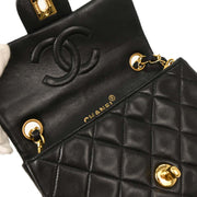 Chanel Black Lambskin Mini Classic Square Flap Shoulder Bag 17 196090