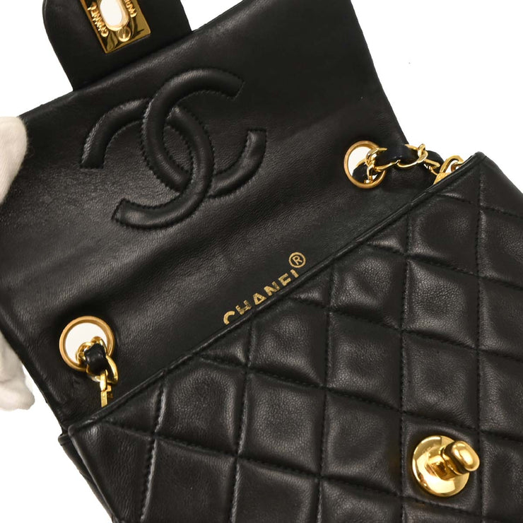 Chanel Black Lambskin Mini Classic Square Flap Shoulder Bag 17 196090