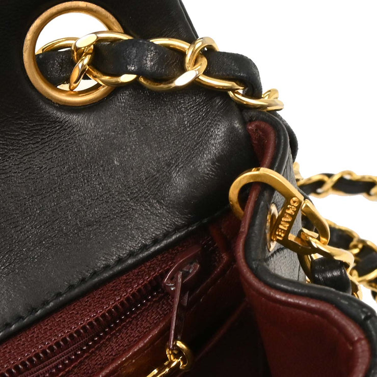 Chanel Black Lambskin Mini Classic Square Flap Shoulder Bag 17 196090