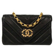 Chanel Black Lambskin Chevron Shoulder Bag 196091