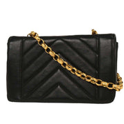 Chanel Black Lambskin Chevron Shoulder Bag 196091