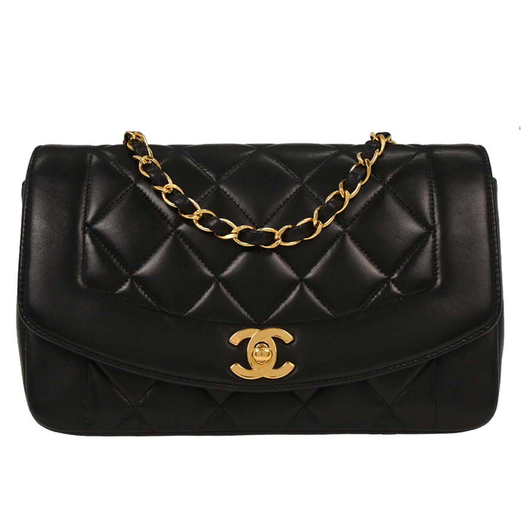 Chanel Black Lambskin Small Diana Shoulder Bag 196093