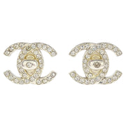 Chanel Turnlock Earrings Clip-On Silver Rhinestone 97P 196102