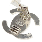 Chanel Turnlock Earrings Clip-On Silver Rhinestone 97P 196102