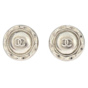 Chanel Button Earrings Clip-On Silver 96P 196104