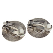 Chanel Button Earrings Clip-On Silver 96P 196104