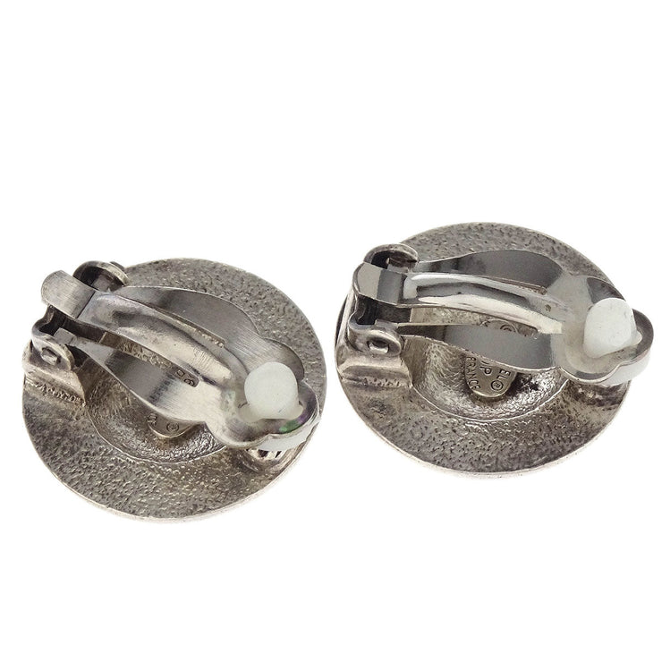 Chanel Button Earrings Clip-On Silver 96P 196104