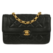 Chanel Black Lambskin Single Flap Shoulder Bag 196107