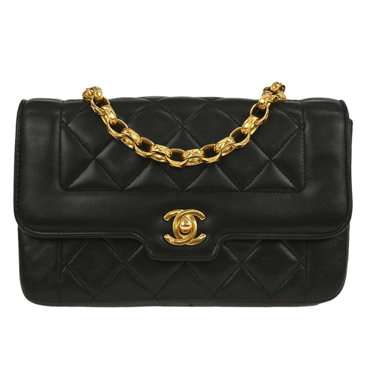 Chanel Black Lambskin Single Flap Shoulder Bag 196107
