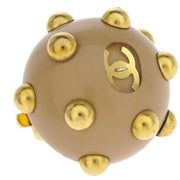 Chanel Studded Button Earrings Clip-On Gold Beige 00A 196112