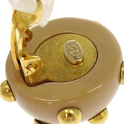Chanel Studded Button Earrings Clip-On Gold Beige 00A 196112