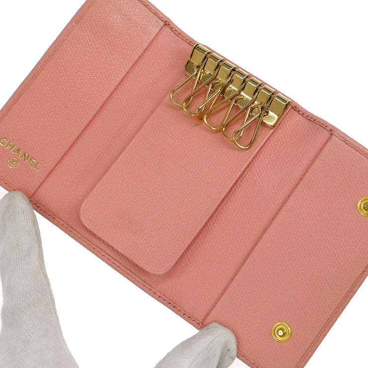 Chanel Pink Calfskin Key Case Small Good 196133