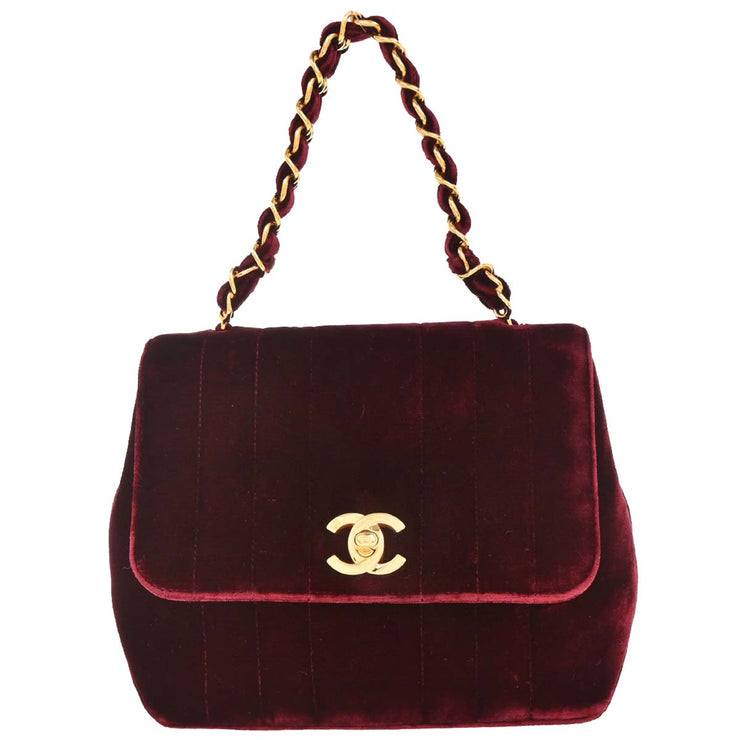 Chanel Bordeaux Velvet Mademoiselle Chain Handbag 196137