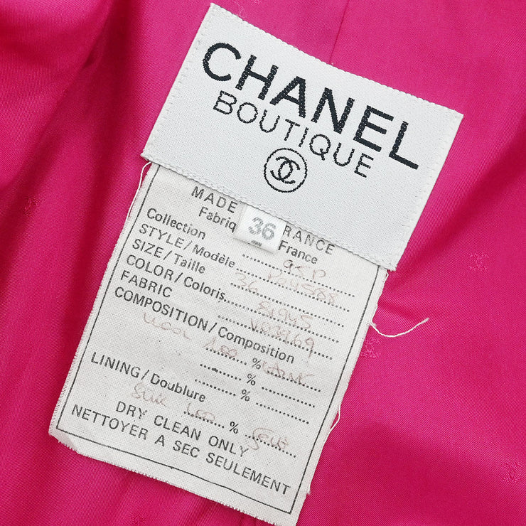 Chanel Single Breasted Jacket Pink 95P #36 196143