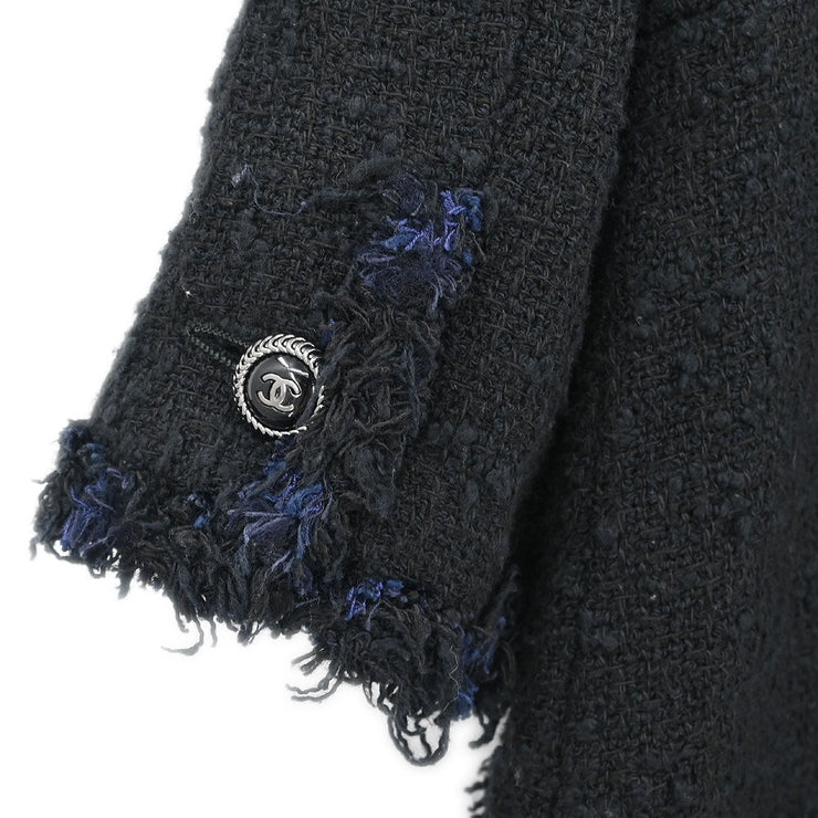 Chanel Collarless Single Breasted Jacket Black 07P #38 196145
