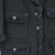 Chanel Collarless Single Breasted Jacket Black 07P #38 196145