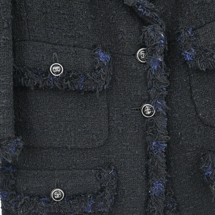 Chanel Collarless Single Breasted Jacket Black 07P #38 196145