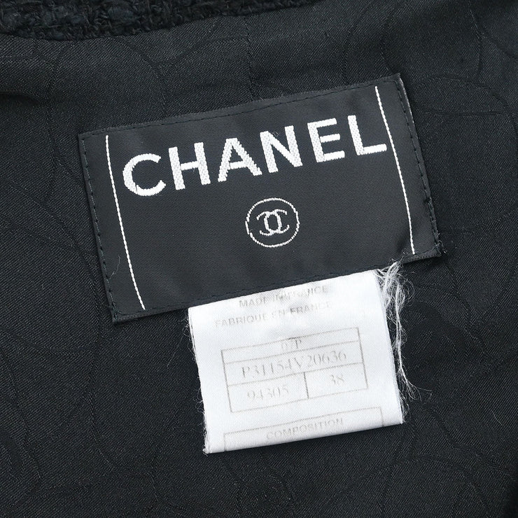 Chanel Collarless Single Breasted Jacket Black 07P #38 196145