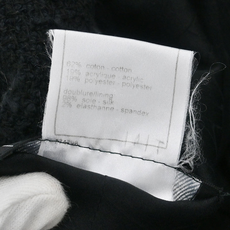 Chanel Collarless Single Breasted Jacket Black 07P #38 196145