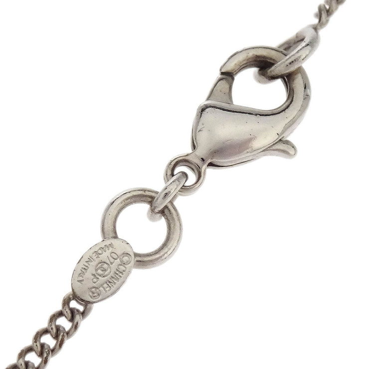 Chanel Padlock Key Pendant Necklace Silver Pink 07P 196147