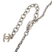 Chanel Silver Acrylic Rectangle Pendant Necklace Rhinestone 04A 196148