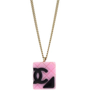 Chanel Cambon Ligne Chain Necklace Pendant Gold Pink 05C 196150